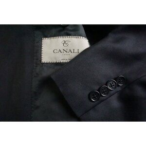Canali 1934 CURRENT Solid Navy Blue 100% Wool 2 Pc Suit Jacket Pants Sz 46R